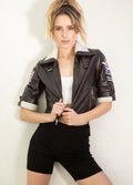 Womens Tracer Crop top Overwatch Leather Jacket Brown